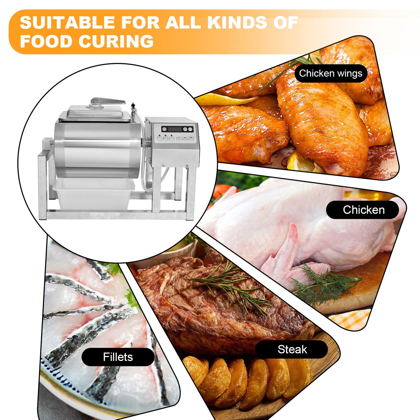 New Meat Tumbler Marinator 18L Commercial Vacuum Marinating Mixer Machine--