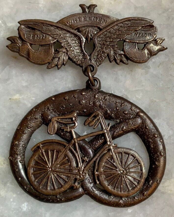 Antique 1896 League American Wheelmen READING PENNSYLVANIA Medal Pin Button Bike