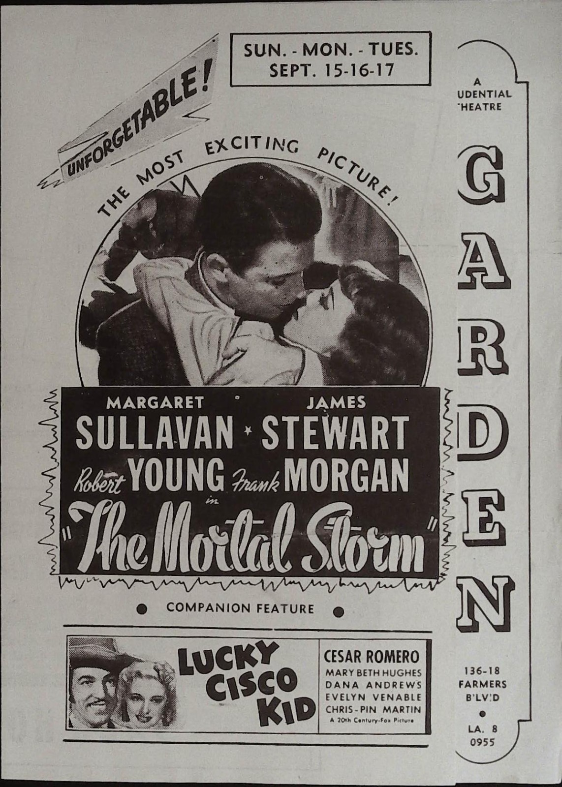 The Mortal Storm Local Theater Herald 1940 James Stewart, Margaret Sullivan!