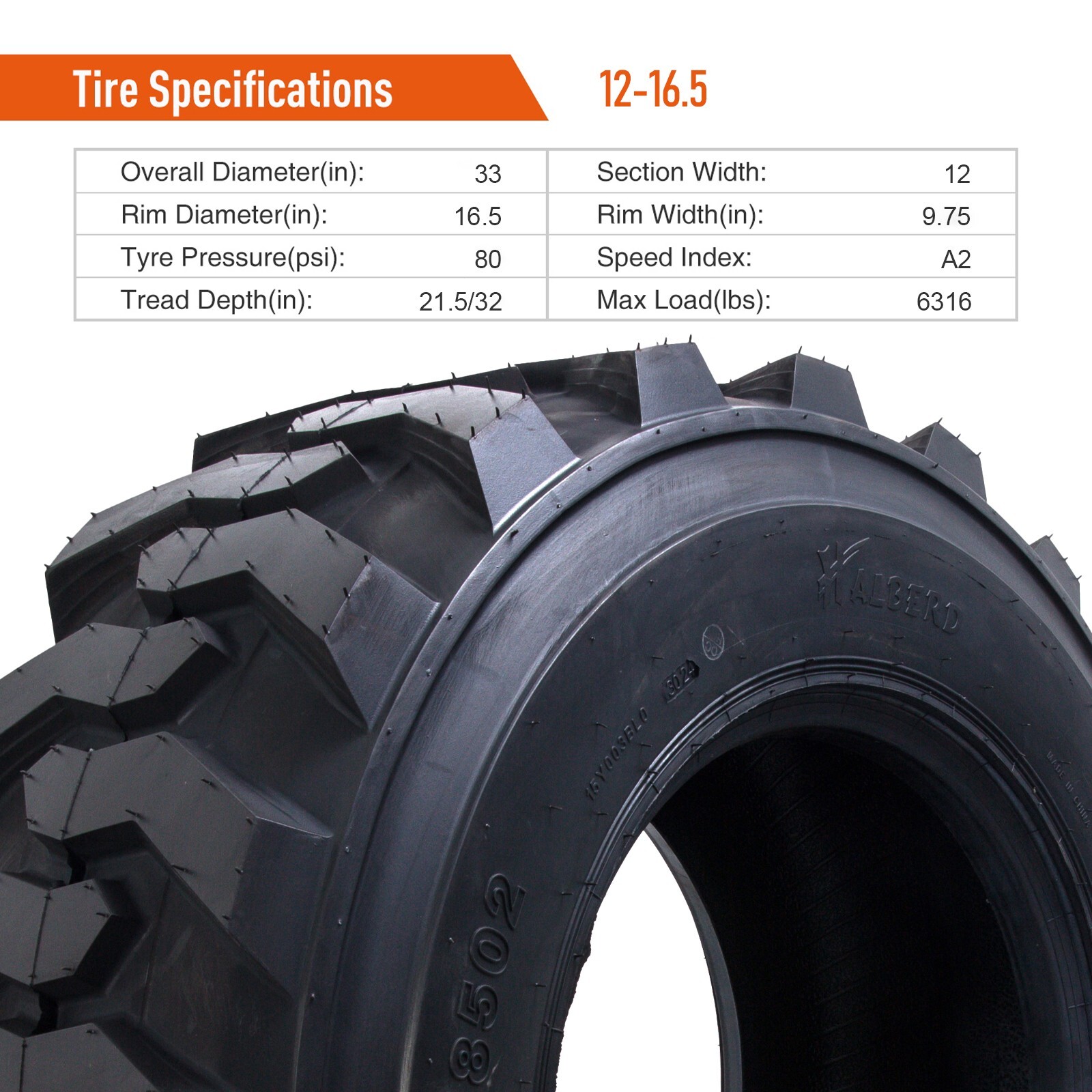 Two 12-16.5 Skid Steer Loader Tires Heavy Duty 12PR SKS Industrial tire Tubeless
