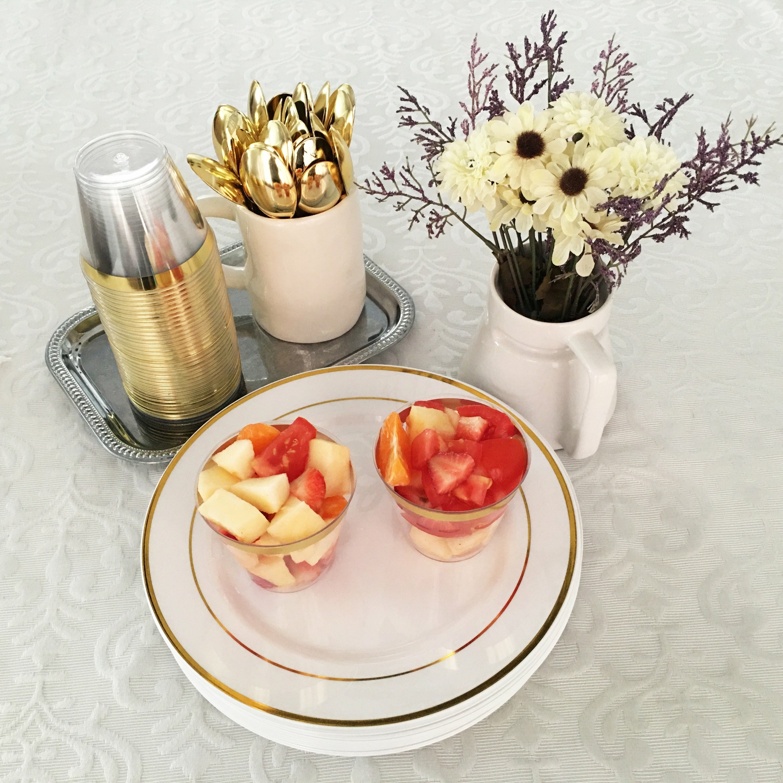 JL Prime 50 Piece Gold Plastic Spoons Bulk Set, Gold Plastic Cutlery Set