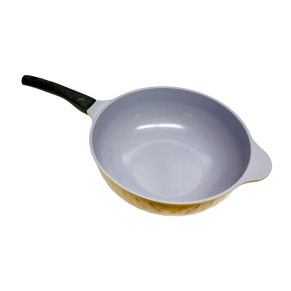|MADE IN KOREA| 12.5" Ceramic Coating Interior and Exterior Cooking Wok, Pan Set