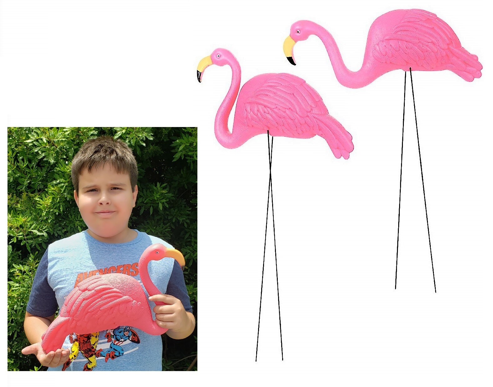 Large Pink Flamingo Yard Ornaments (Pack of 2 Different Designs)  Tall. Great