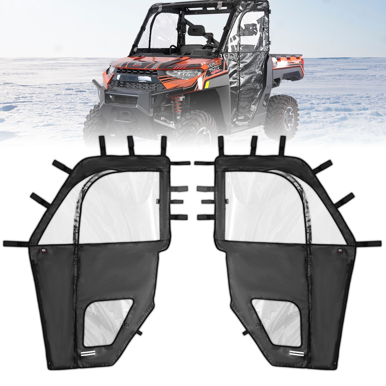 2PCS UTV Soft Cab Enclosure Upper Doors for Polaris Ranger XP 1000 2017-2025
