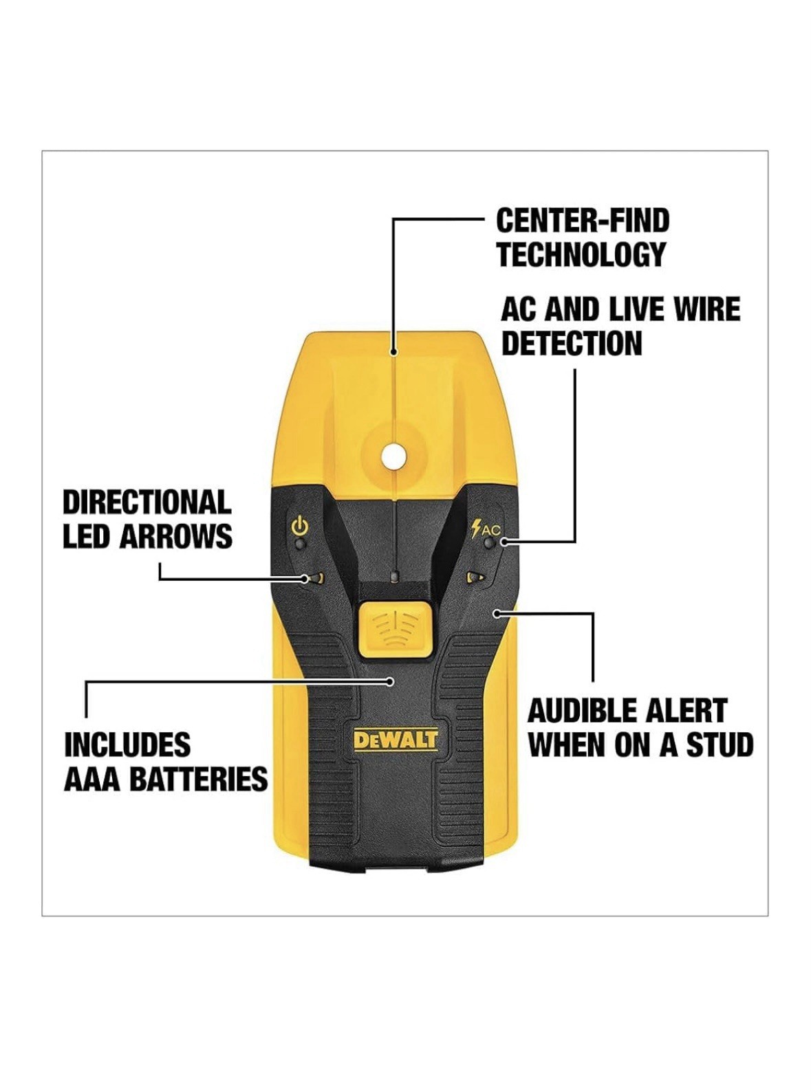 DEWALT Stud Finder, 3/4” Depth Detection, Ideal For Wood And Metal, DW0100