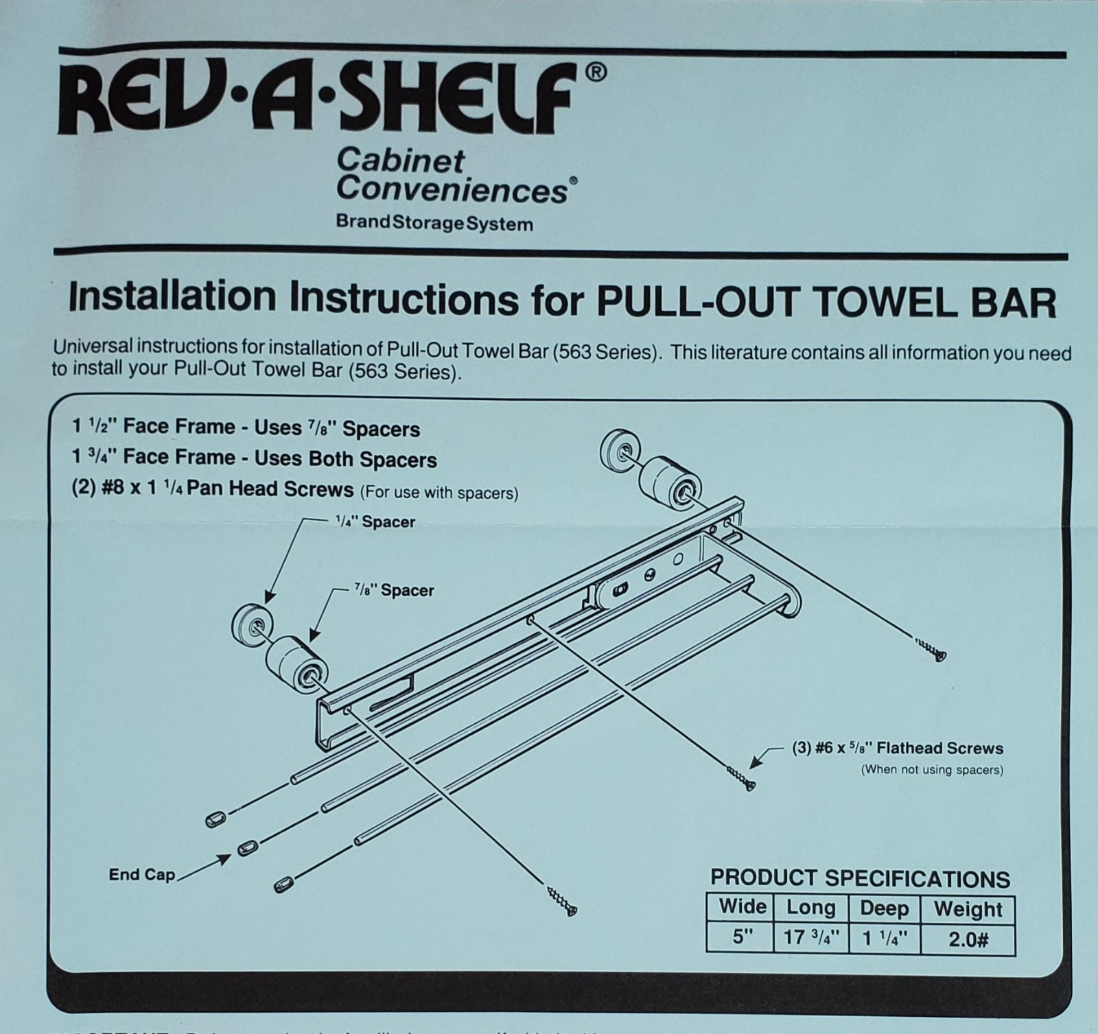 Vintage Rev-A-Shelf Pull Out Sliding Towel Rack 3 Bar White Kitchen Bath Laundry