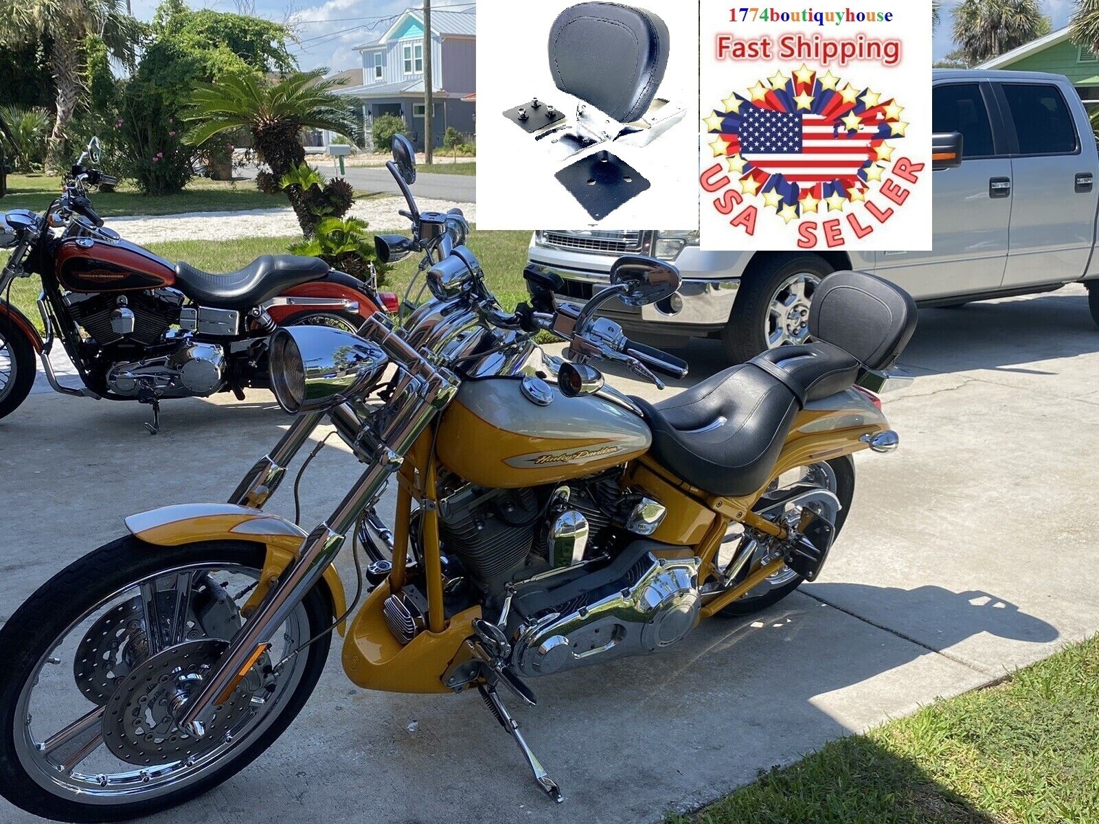 NEW Tall Backrest SISSY BAR LUGGAGE RACK Harley Softail Deuce 00-2007 51114-02HD