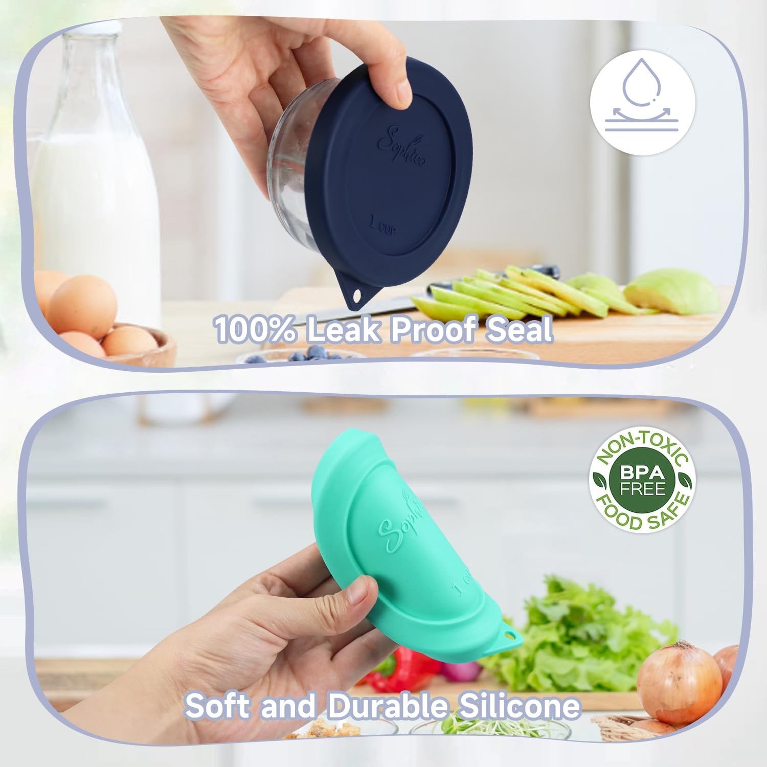 1 Cup Round Silicone Storage Cover Lids Replacement for Anchor Hocking and Pyrex