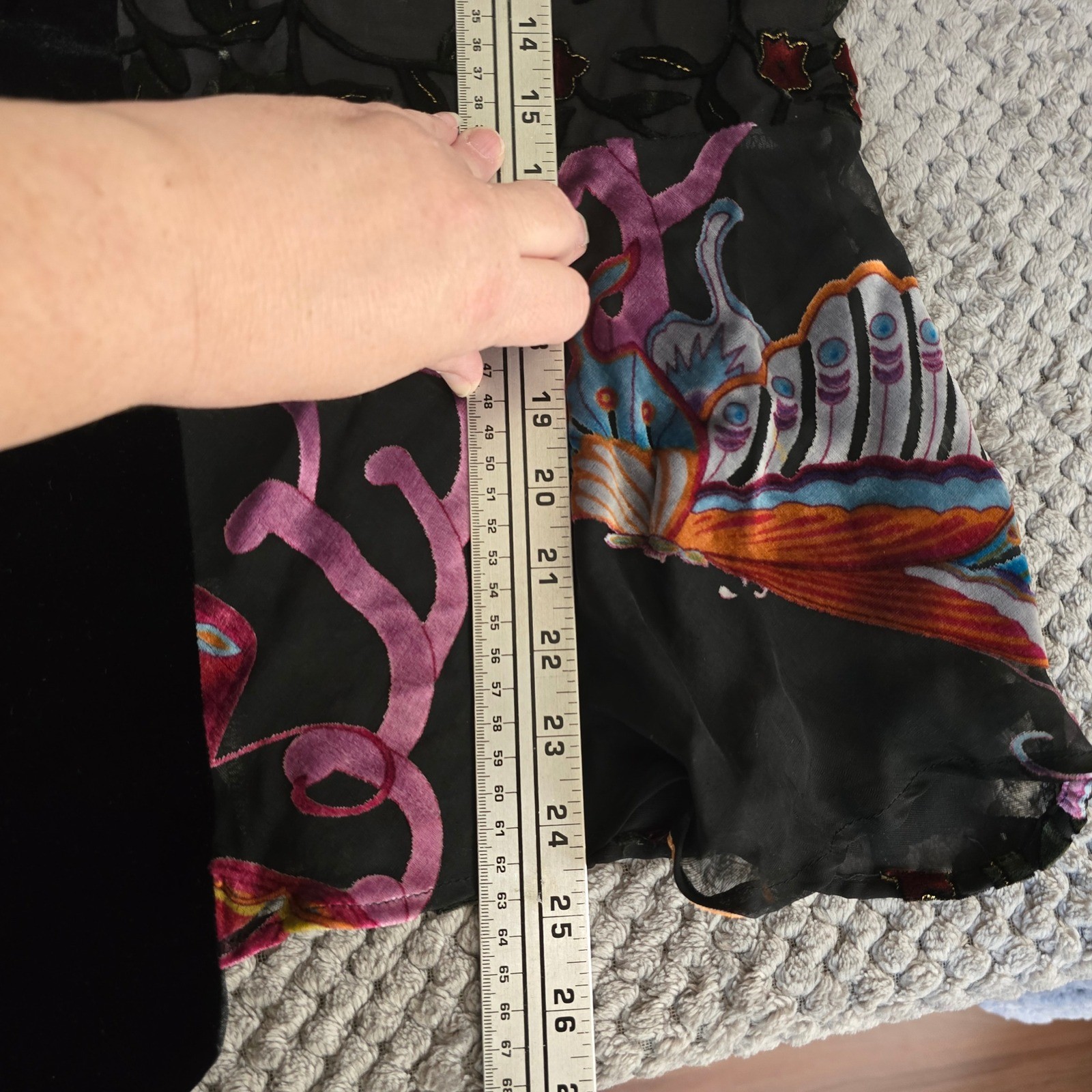 Aris A. Silk Blend Velvet Devore Kimono Cardigan Butterfly Floral 1XL Plus Size