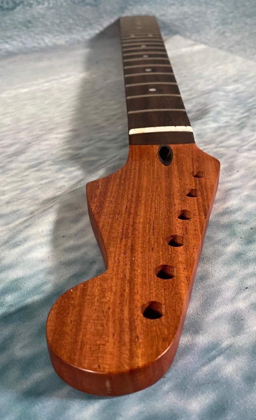 Roasted Mahogany Strat Neck Rosewood Slab Stainless Steel Rolled Frets Bone Nut