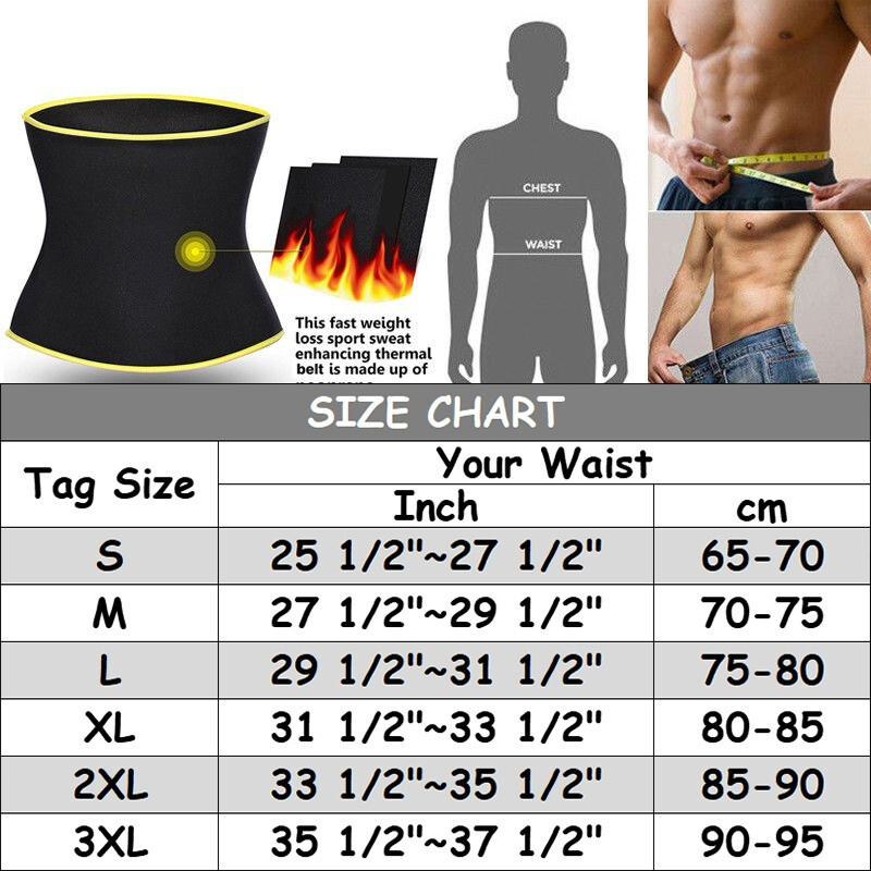 Men's Fat Burner Tummy Slim Body Shaper Neoprene Sauna Sweat Belts Waist Trainer