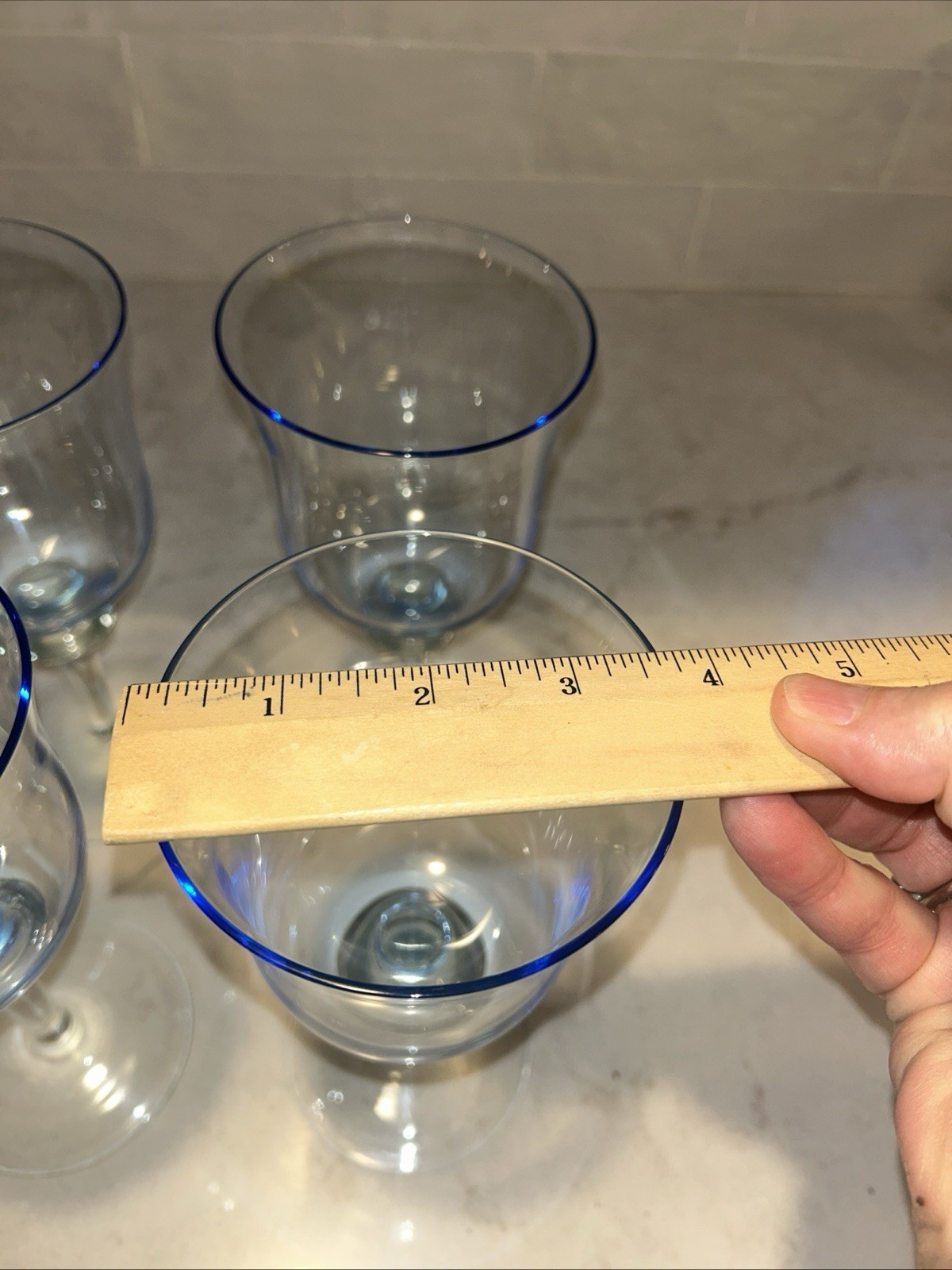 Vintage Denby AURORA Light Blue Water Goblets - Set/of 6