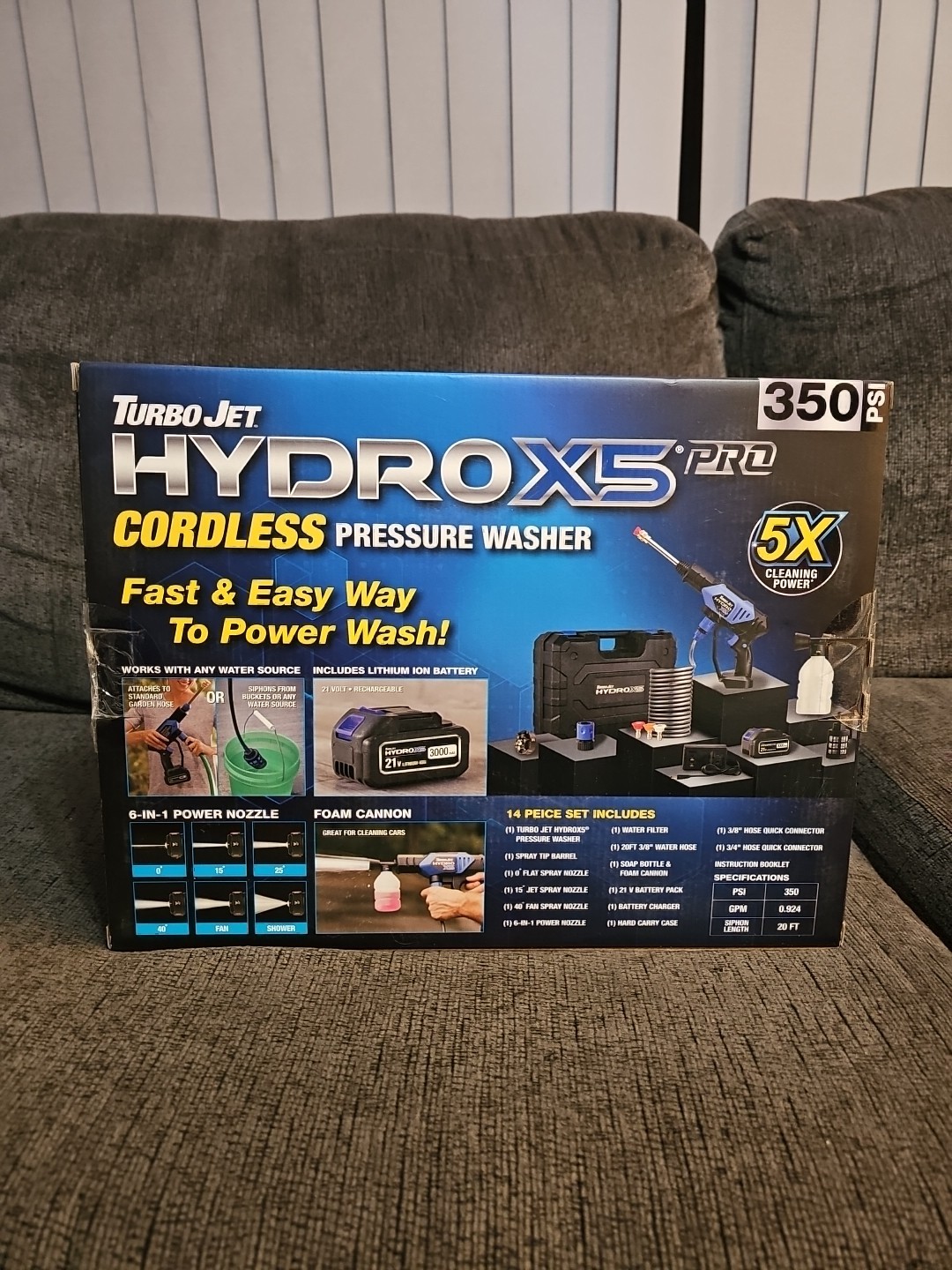 Turbo Jet Hydrox5 Pro Portable Cordless Pressure Washer With 21V 3000Mah Battery