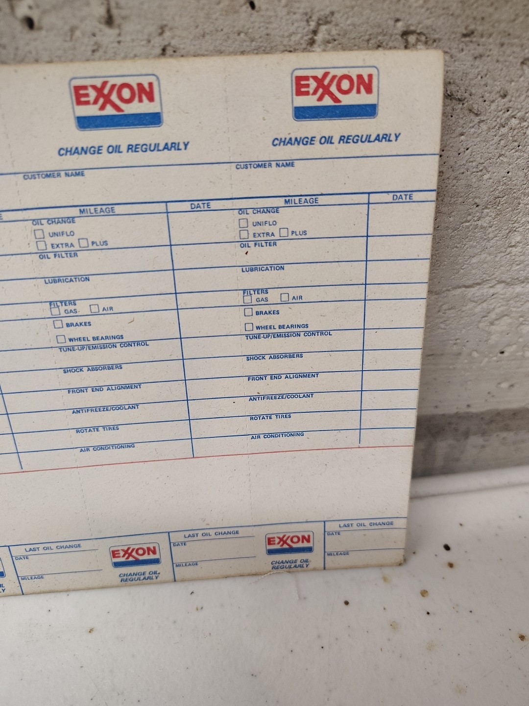 Vintage Exxon Gasoline Oil Change Reminders Lot Of 4 Uncut Sheet