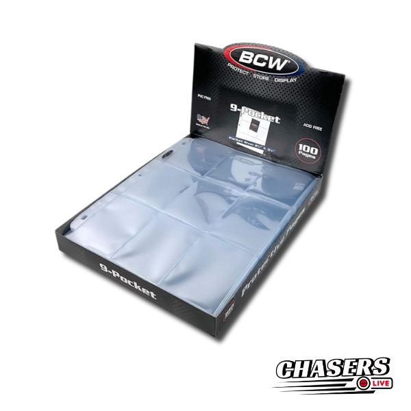 100 Sheets BCW 9 Pocket Protective Pages for ring binder