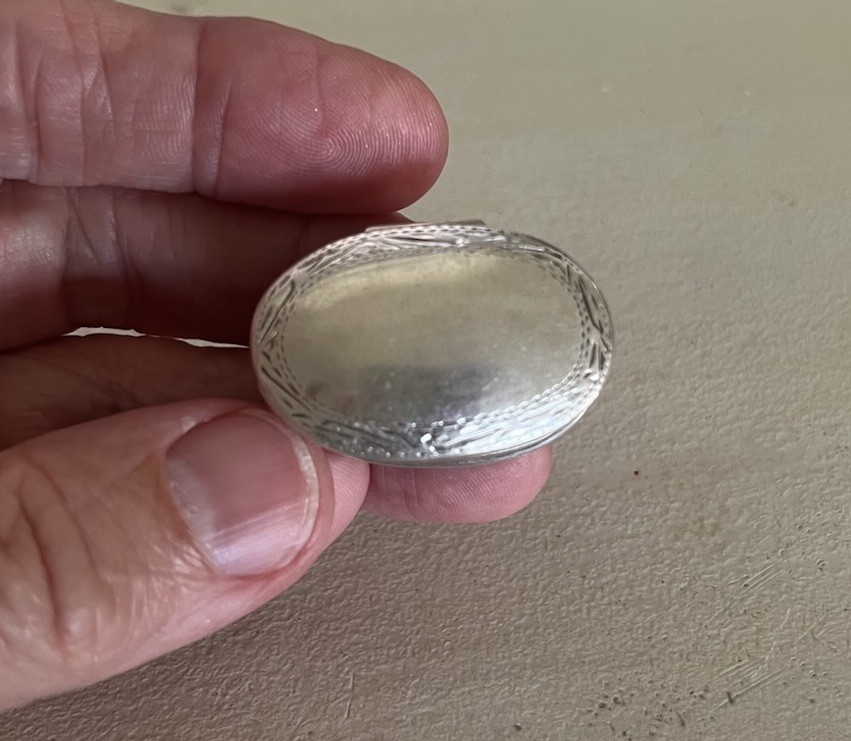 Oval Snuff Box / Pill container , Sterling Silver marked 925 Victorian antique