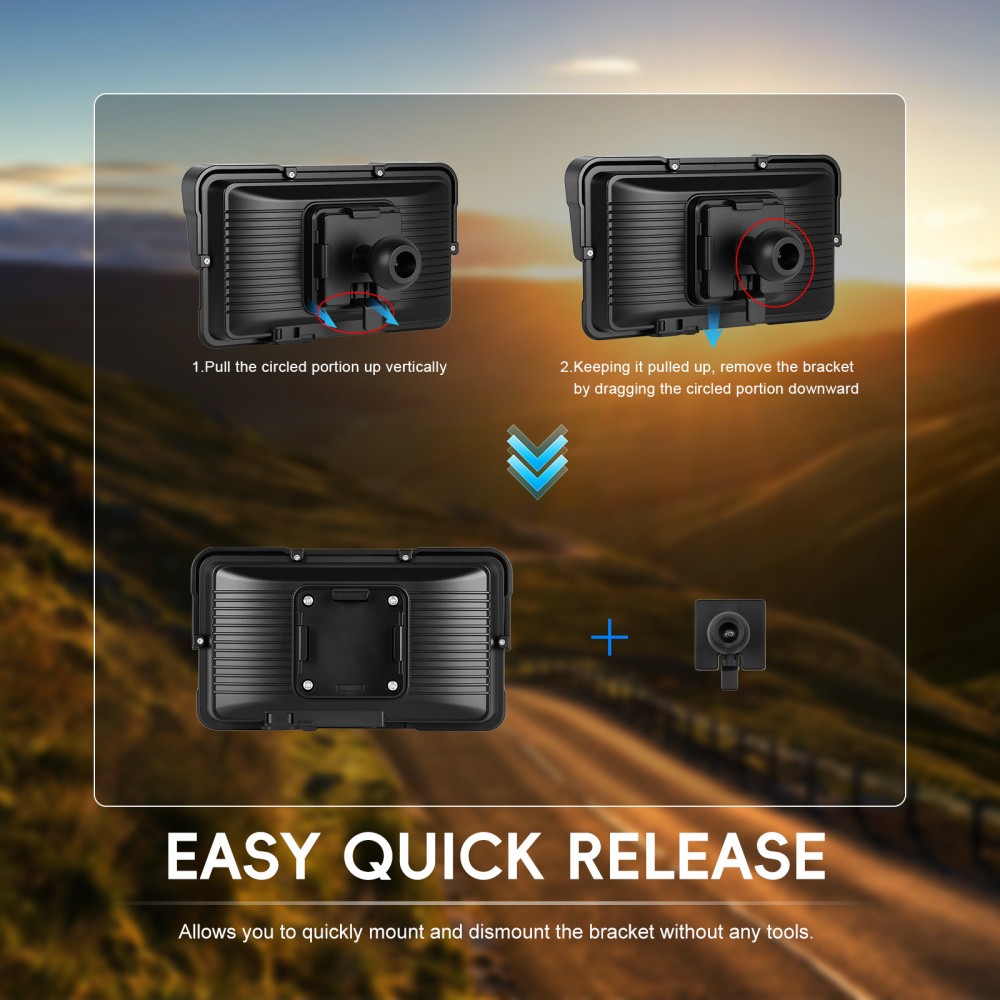 5" Apple CarPlay Android Auto Portable Screen Waterproof Navigator Motorcycle