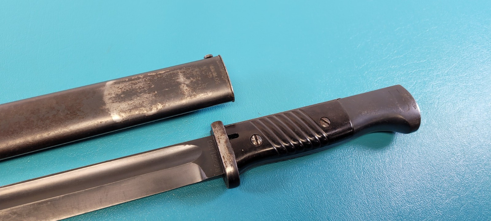 WWII German K98 Rifle Bayonet Knife Eickhorn & Mundlos Scabbard c. 1939 Q5