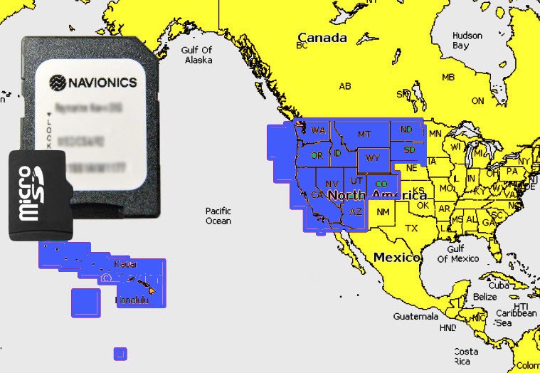 2026 Navionics+ Plus microSD+SD Chart Card Maps U.S. West & Hawaii Lakes,Rivers