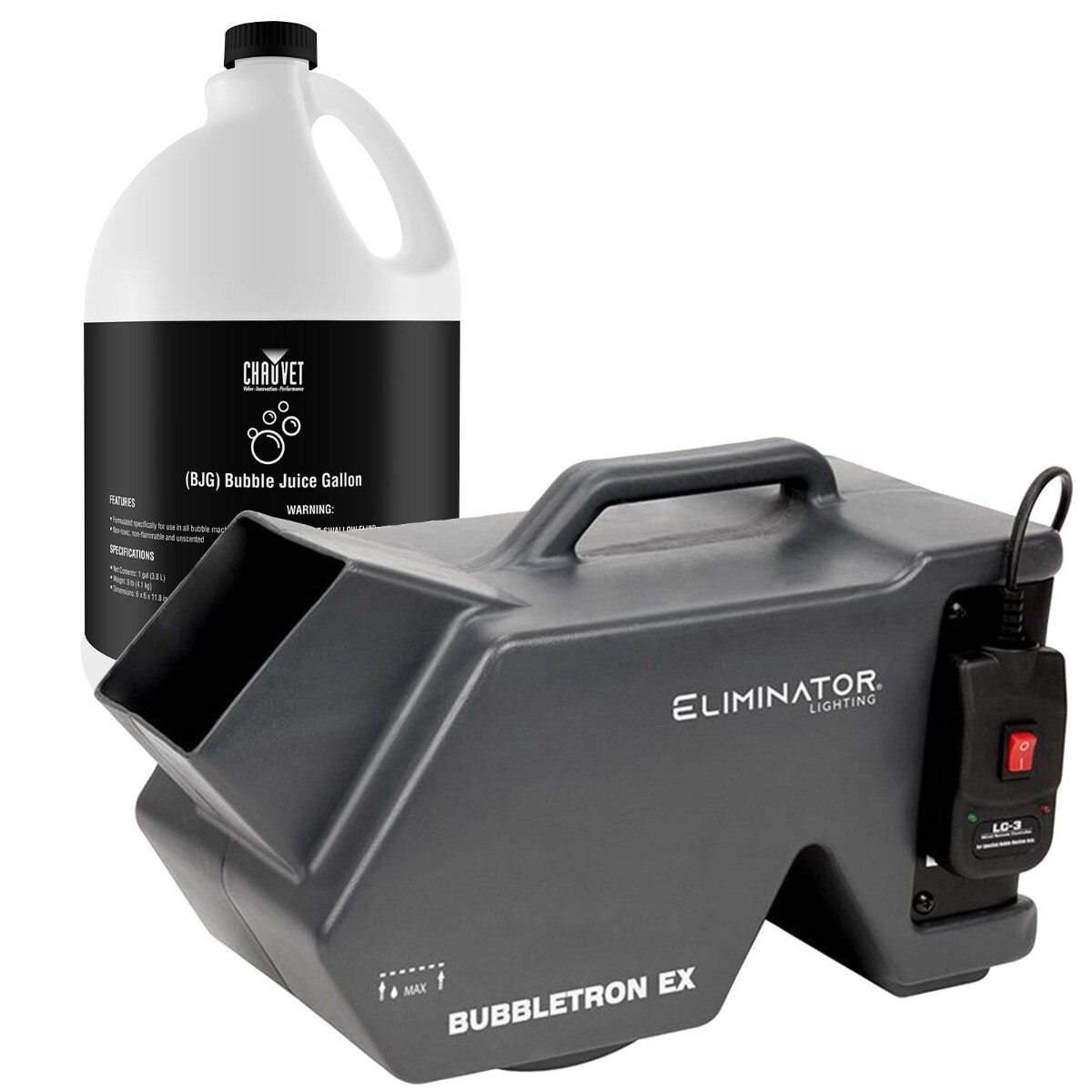 Eliminator Lighting BUBBLETRON EX Bubble Machine + 1 Bubble Fluid Gallon