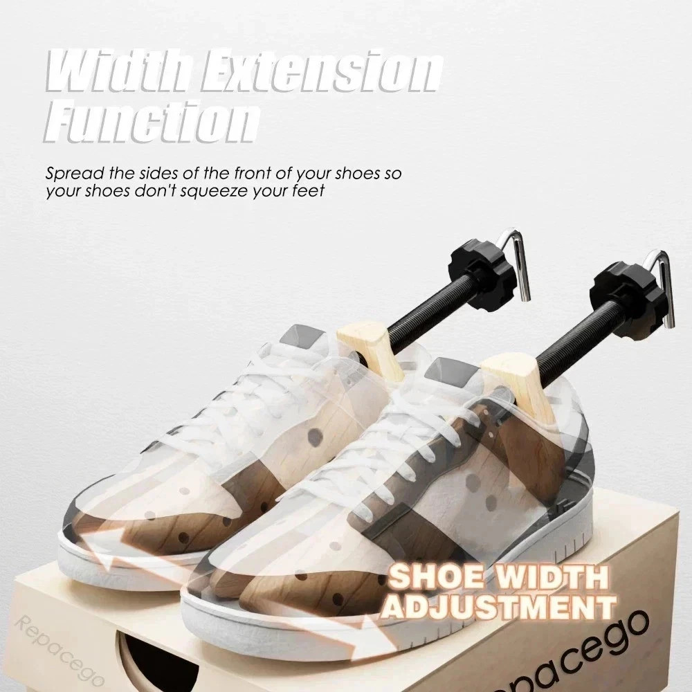 New One Pair 2-way Wooden Adjustable Shoe Stretcher for Men Women Size 9-13