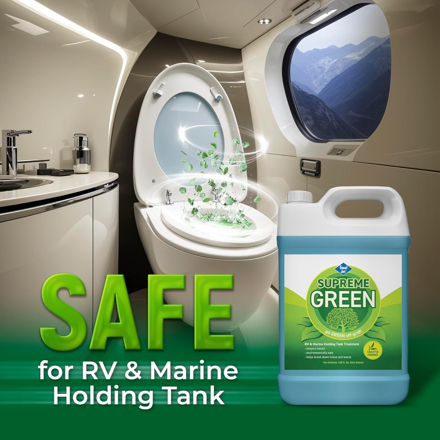 Travel Jon Supreme Green RV & Marine Tank Treatment 1 Gallon Eucalyptus
