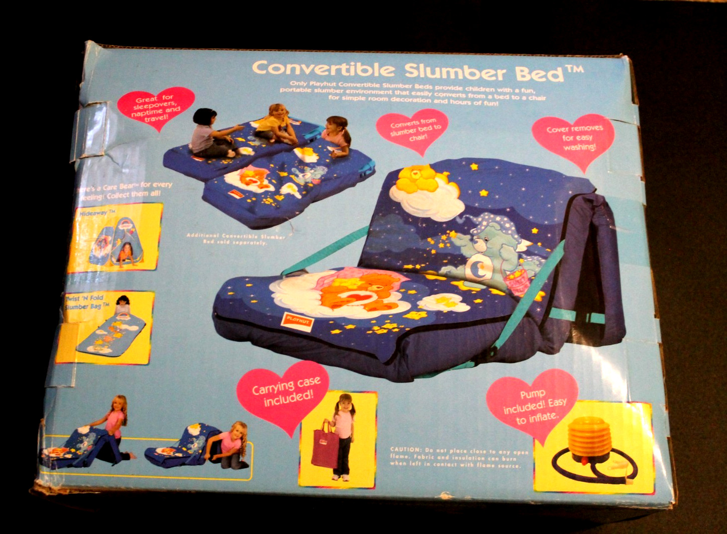 2004 CARE BEARS Convertible Sleeping Slumber Bed Bag Chair CAREBEARS Vintage