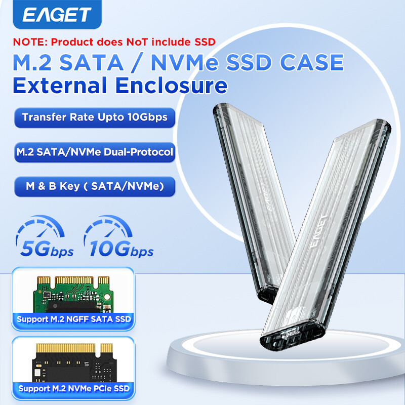 EAGET SE150D M.2 SATA NVMe Dual-Protocol Portable Transparent External Enclosure