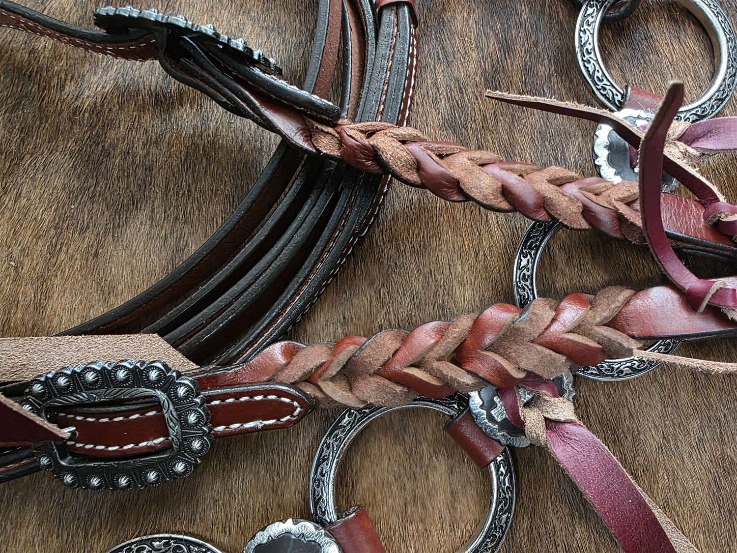 Heritage Metal Ring Headstall, Reins and Breastcollar - Large Silver Rings