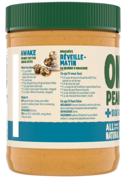 Kraft Only Peanuts All Natural Peanut Butter With Sea Salt 750g (3 Pack)