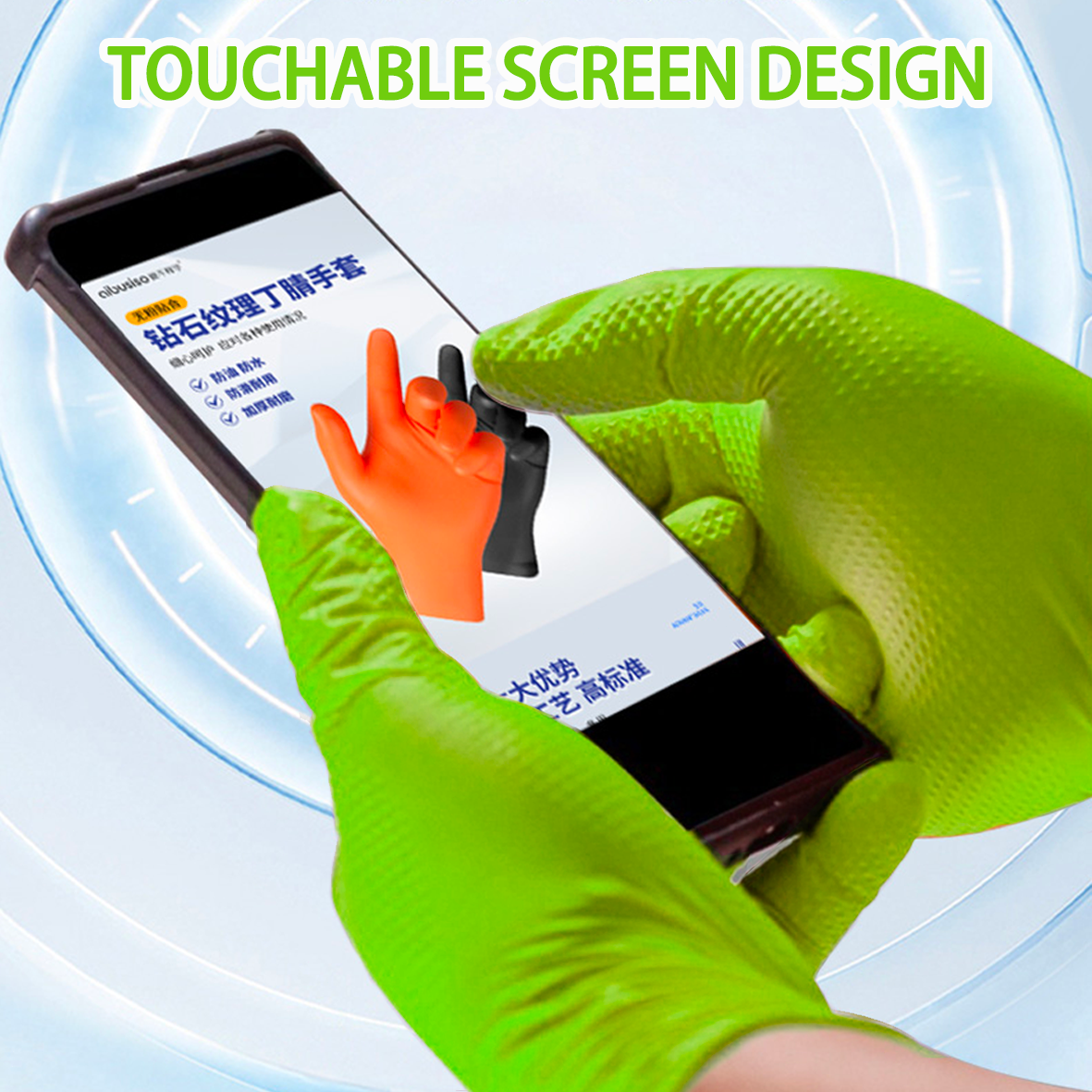 GP Craft Green Nitrile Gloves Disposable Latex-Free (100/count) 8 Mil Thick