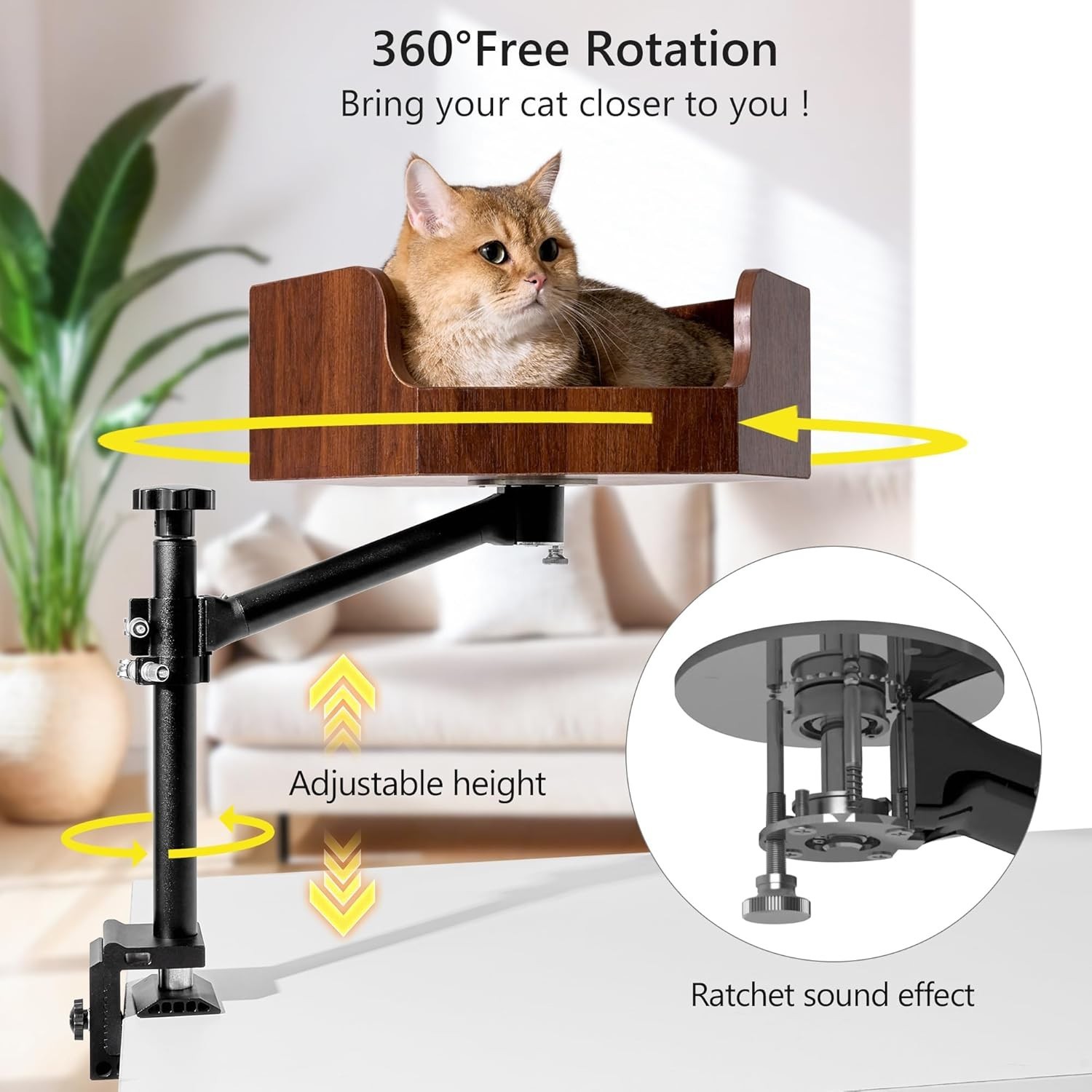 Cat Desk Bed Height Adjustable Cat Bed for Indoor Cat Elevated Desk Cat Bed