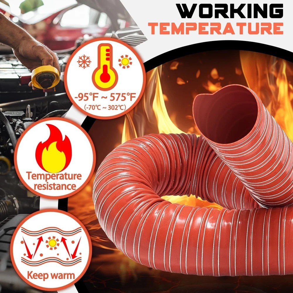 2 in Intake Hose Automotive Air Duct Hose Length 3 Meter (10 Feet) Double-Layer