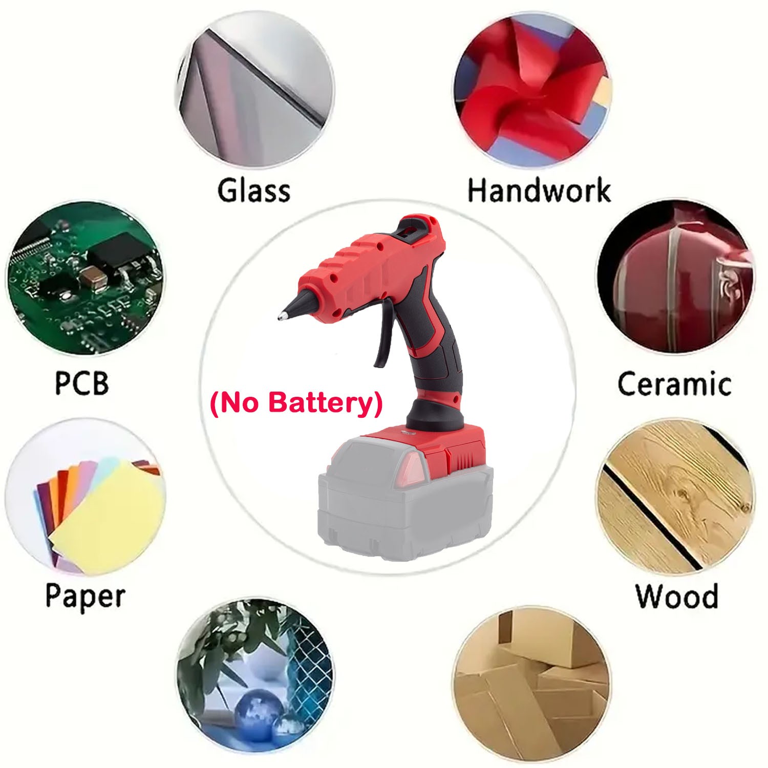 Hot Glue Gun Handheld Quick Preheat For Milwaukee 18V 20V Battery With 10 Sticks