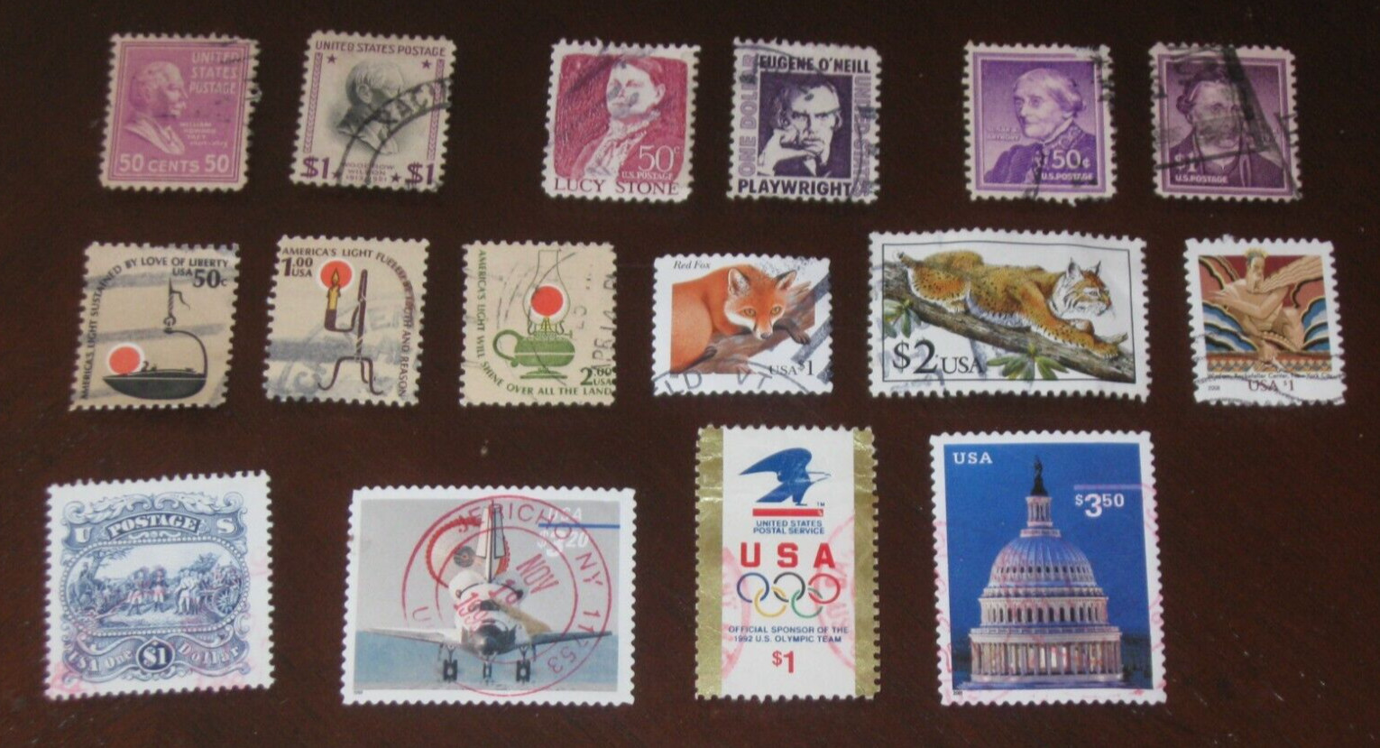 16 US HIGH VALUES to $3  STAMPS 1940'S -80'S