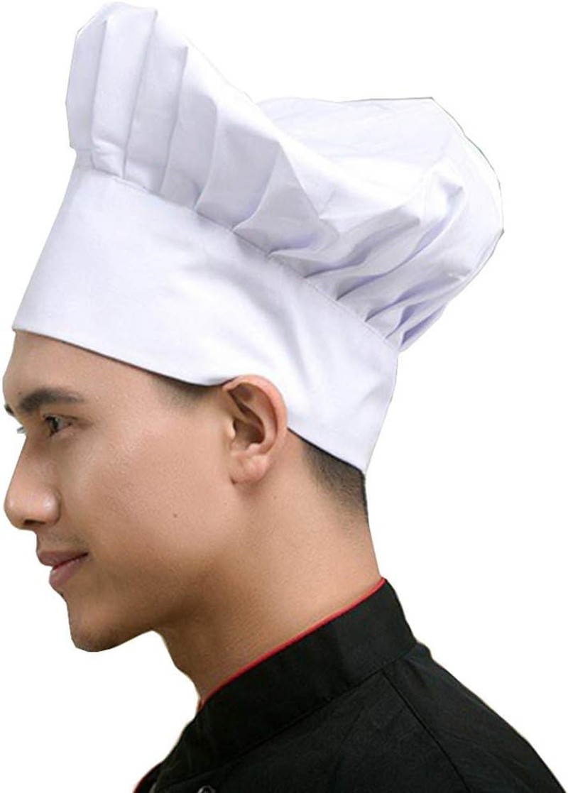 Chef Hat Elastic Back Kitchen Cooking Baker Cap for Adults Kids
