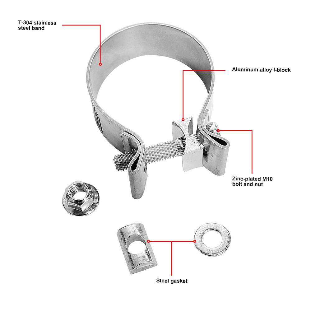 3 Inch Exhaust Clamp, Narrow Band Clamp 304 Stainless Steel, 4 Pcs