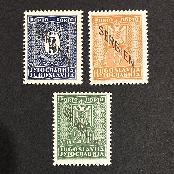 Serbia 1941 part set MNH ** ovpt. Yugoslavia porto official WWII 2 5 and 20 d