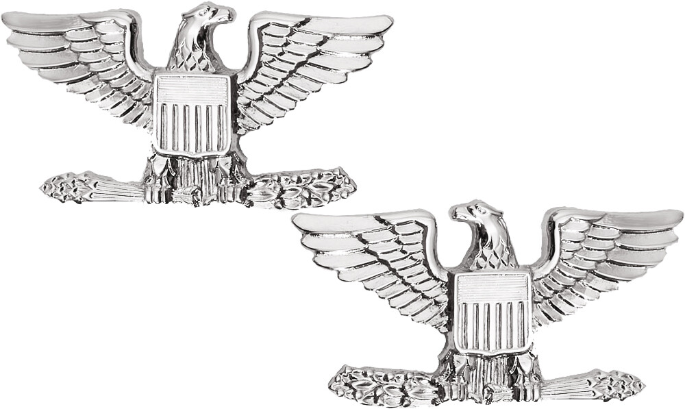 Silver Polished Colonel United States Army Rank Insignia Pin Set US Made