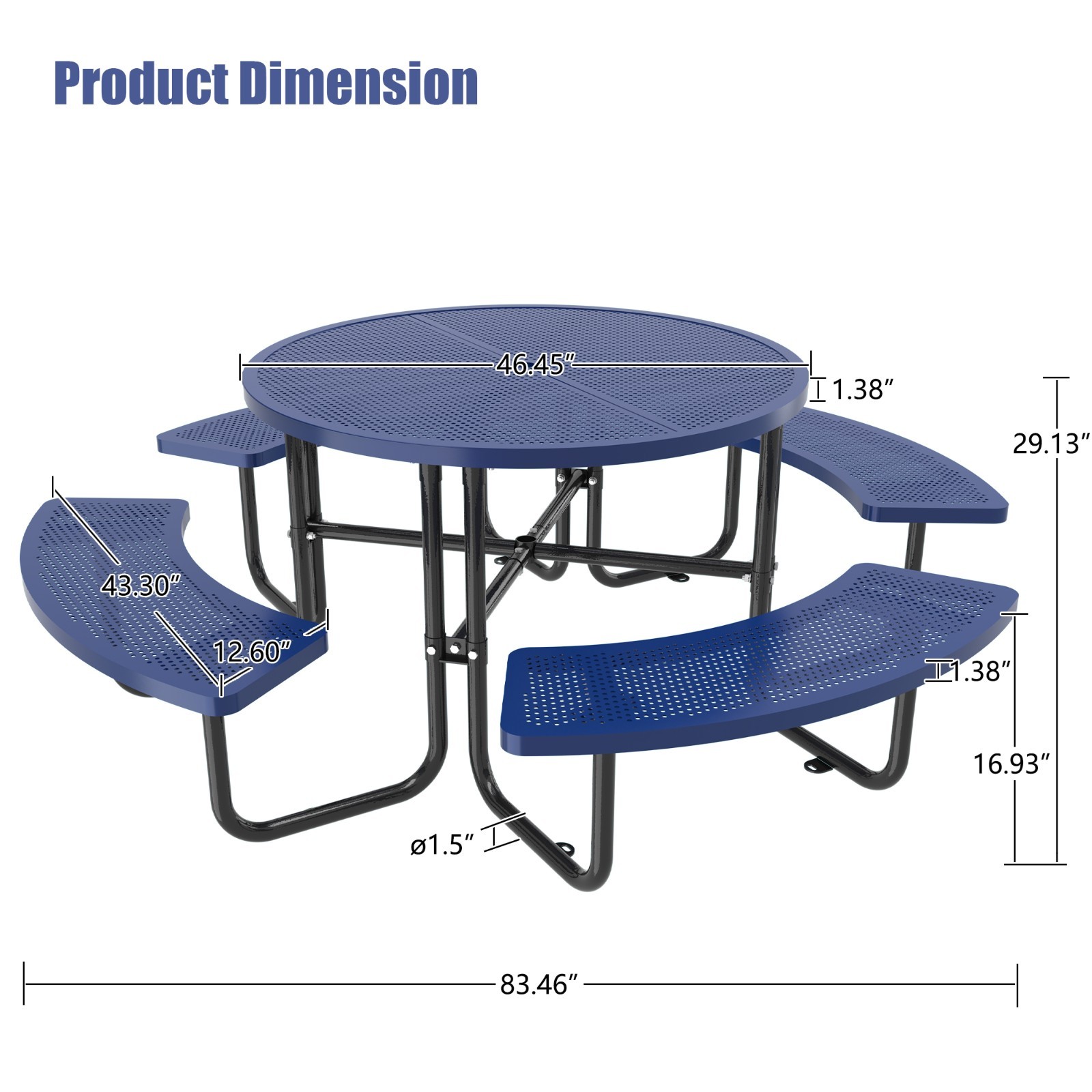 8 Seater Round Garden Picnic Table Set with Parasol Hole & 4 Benches
