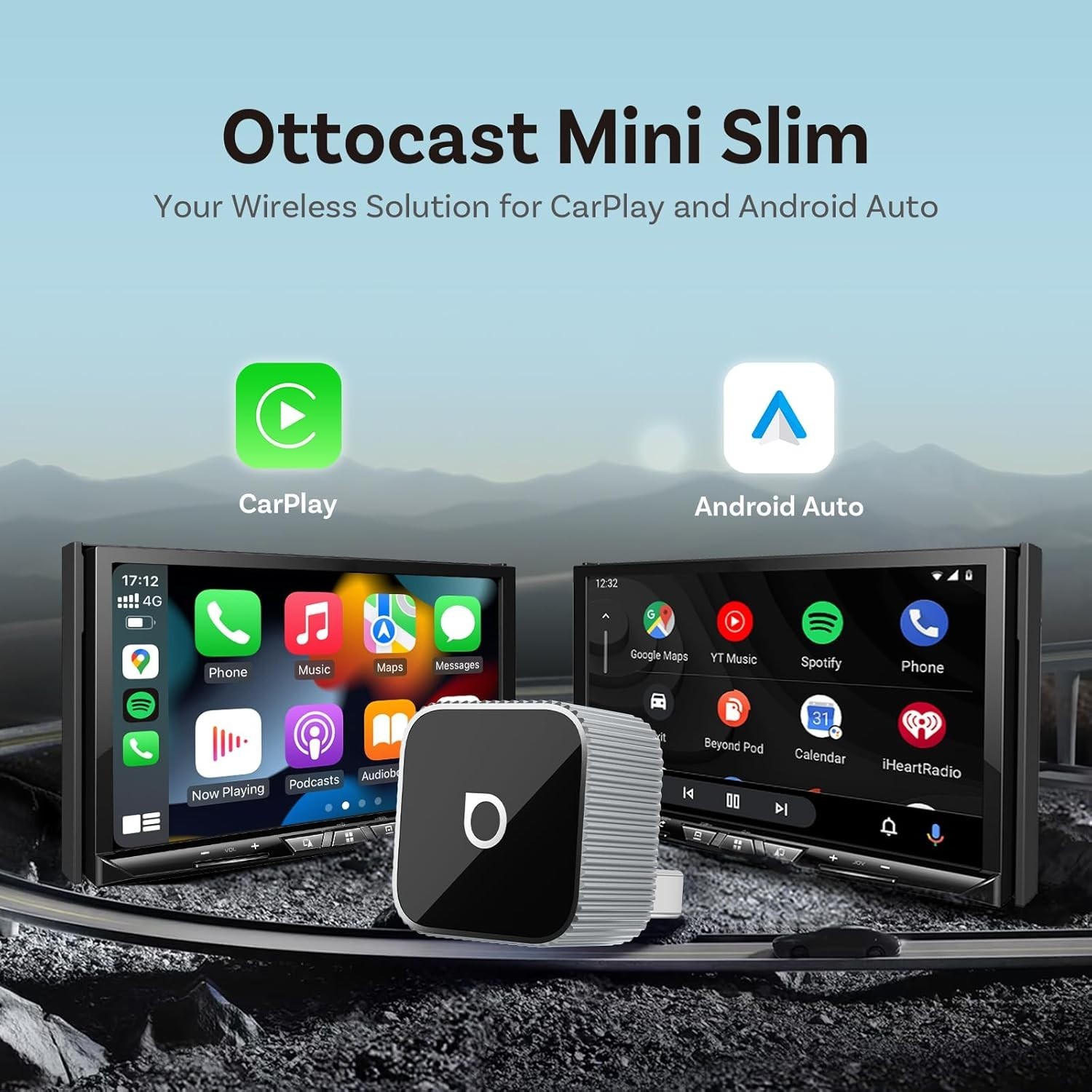 Ottocast Mini 2in1 Wireless CarPlay/Android Auto Adapter USB Plug&Play Dongle US