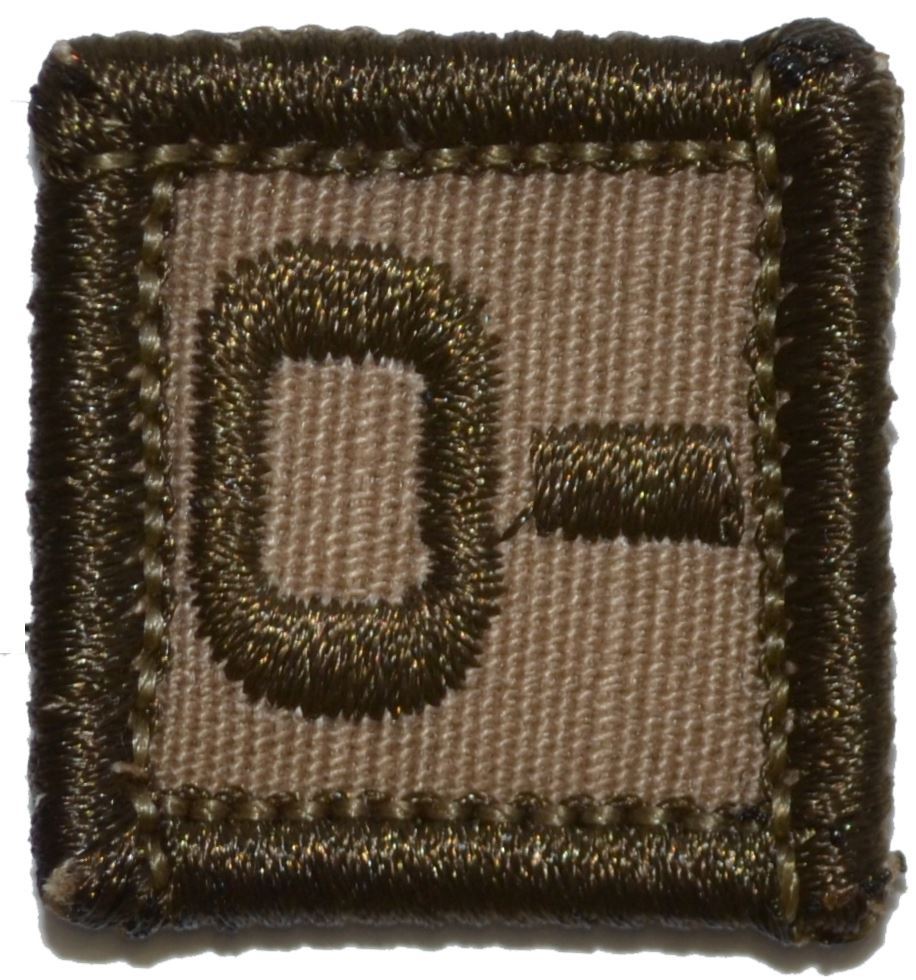 Blood Type - 1x1 Military/ Patch Hook Backing (All Blood Types) Army