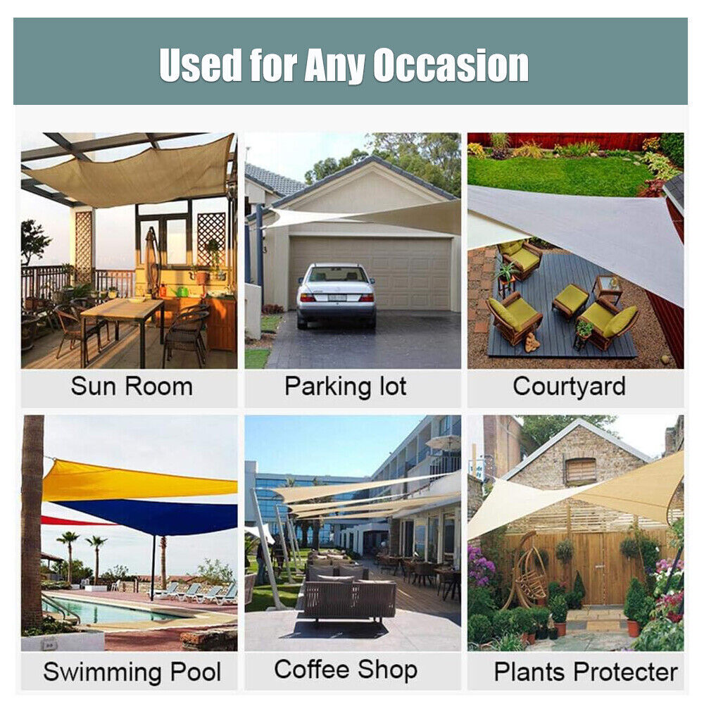 Waterproof Shade Sail Patio Awning Outdoor Garden Pool Sun Canopy Shelter Cover.