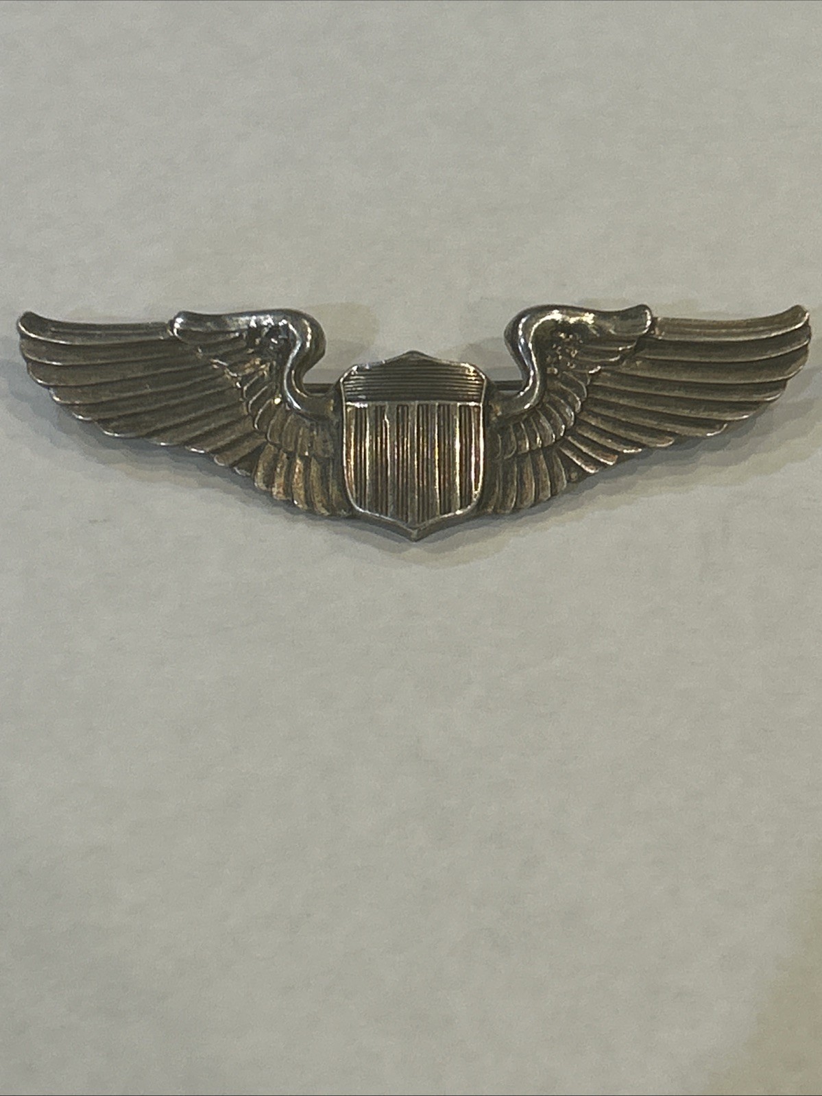 WWII USAAF Pilot Wings 3" Sterling Silver Army Air Forces Aviator Pin By Amcraft