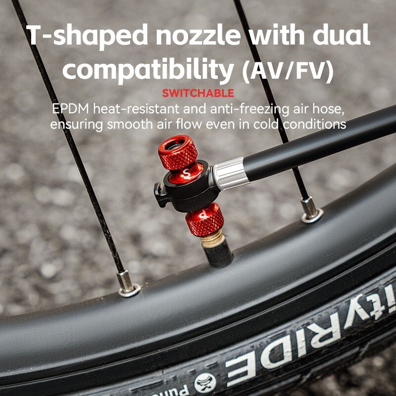 ROCKBROS Aluminum Alloy Mountain Bike Road Bike Pump 220PSI Portable Air Pump