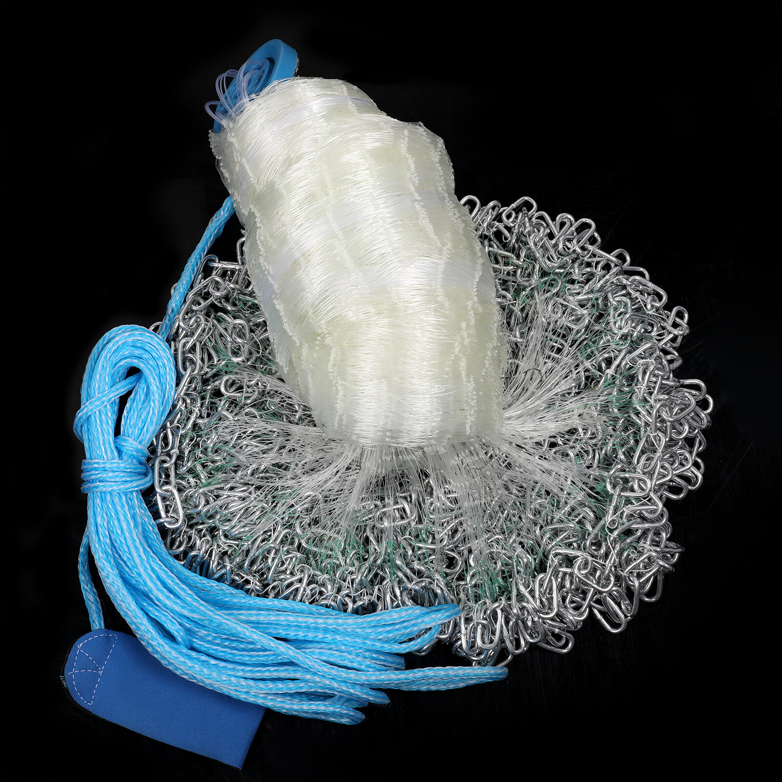 20/24/27/30ft Durable Cast Fishing Net w/ Heavier Steel Chain Sinker Boat Trap