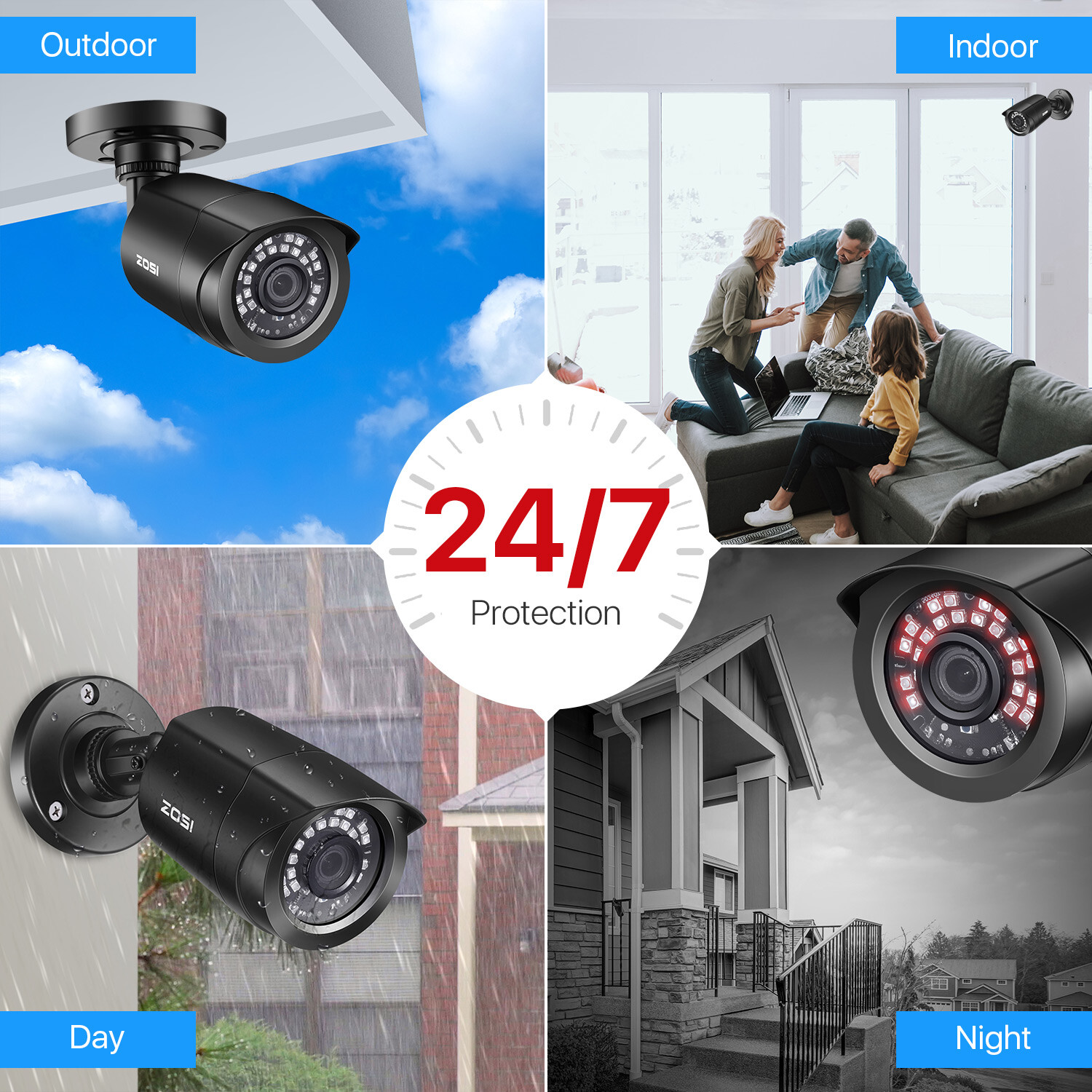 ZOSI 16CH 5mp lite Surveillance Security Camera System HDMI DVR 1080P Outdoor