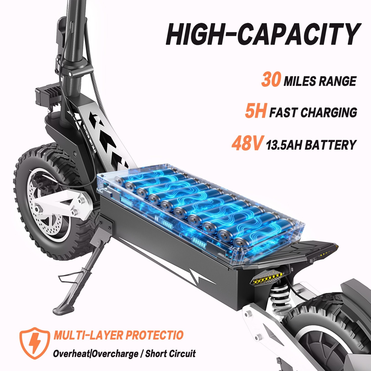 5000W Electric Scooter for Adults 55Miles 50MPH Off-Road Tire Fast E-Scooter NFC