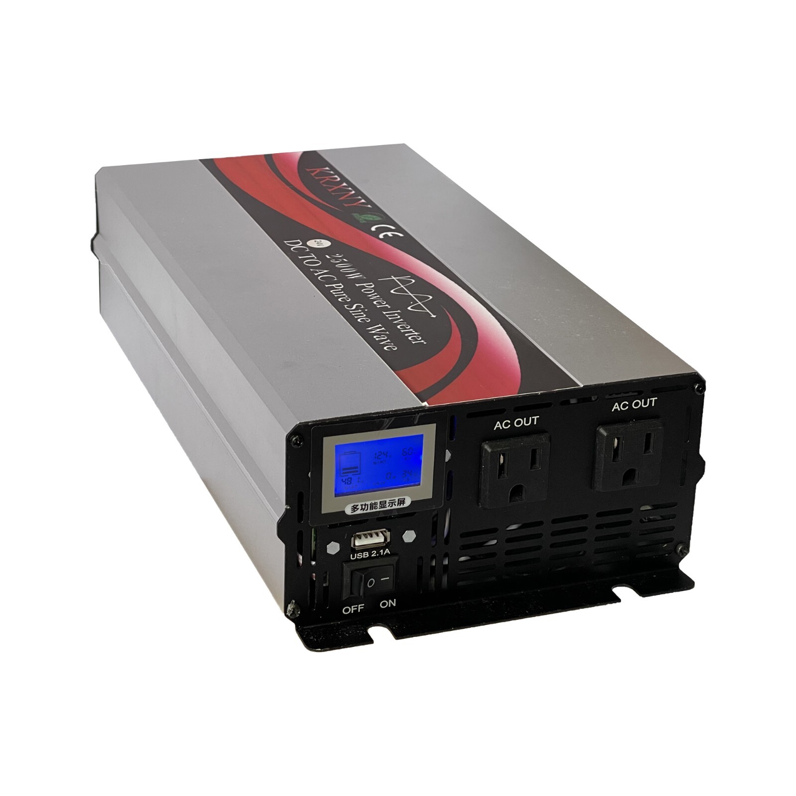 2500W Power Inverter 12V/24V/48V DC to 110V 120V AC 60HZ Pure Sine Wave From US