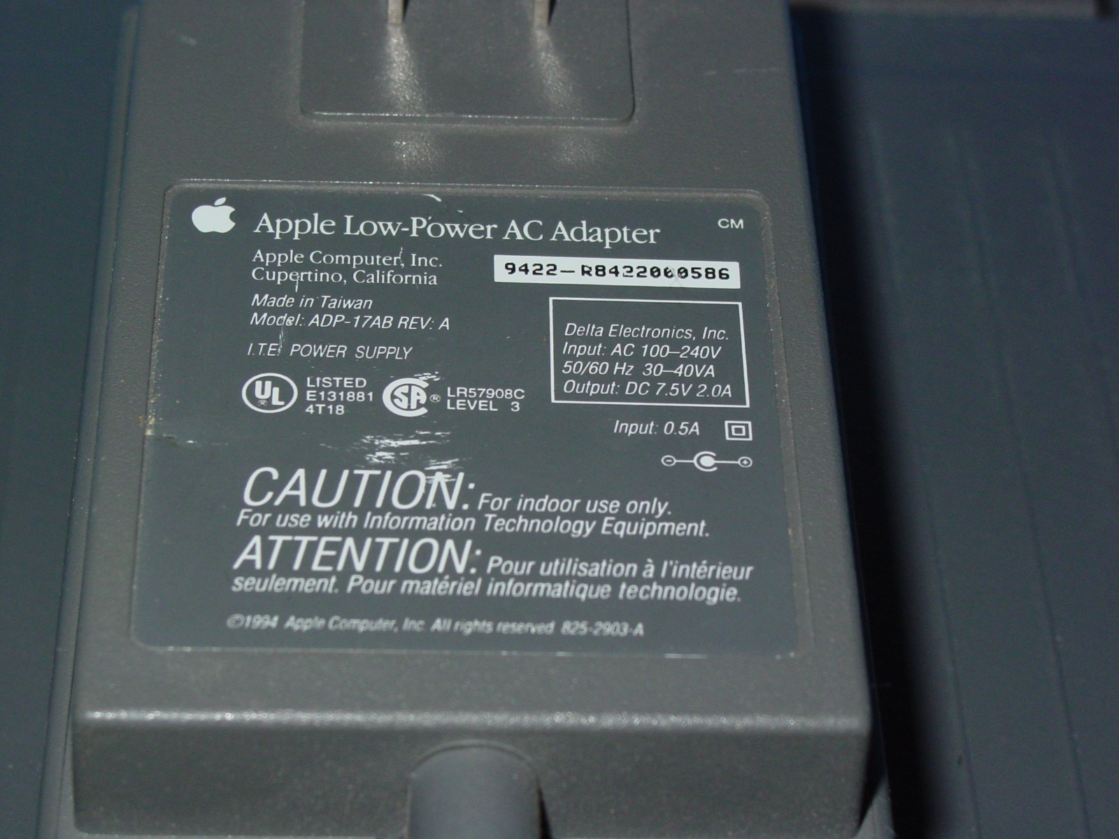 Vintage Apple Macintosh PowerBook 180 Laptop M4440 with Power Adapter